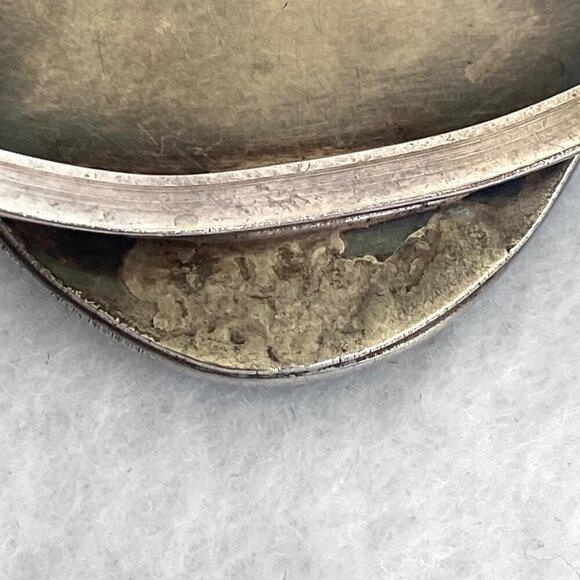 VTG Sterling Silver 925 Southwest Oval Crushed Turquoise Coral Cuff Bracelet - Picture 8 of 16